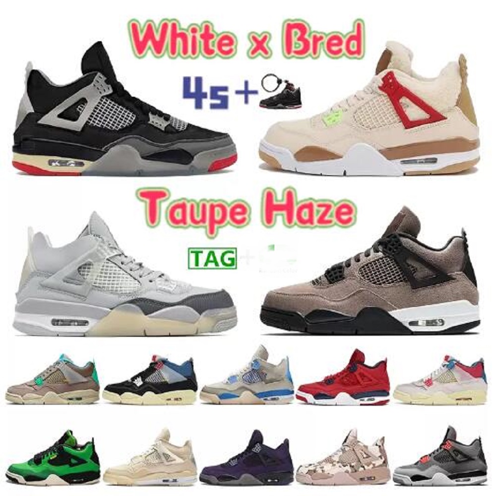 

4 Men Women Basketball Shoes Taupe Haze 4s Sneakers White x Bred Sail Noir Guava Ice Rasta Encore Infrared Suede Cool Grey Fashion Mens Trainers, # 45