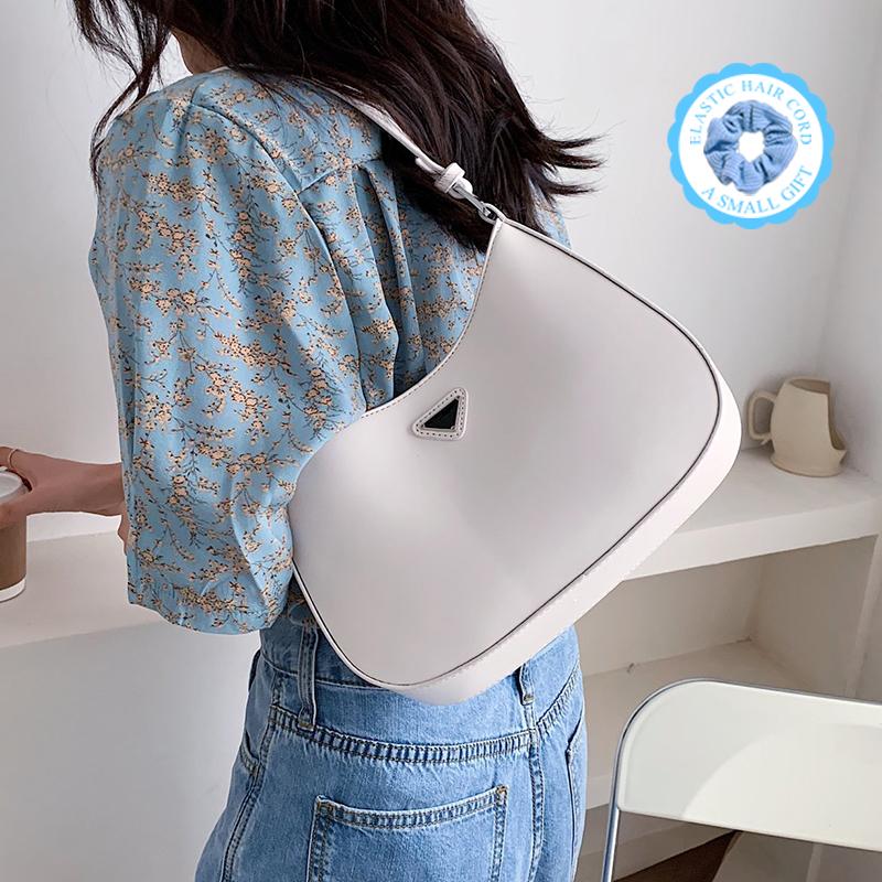 

Evening Bags Minimalist Solid Color PU Leather Underarm Shoulder For Women 2022 Summer Handbags And Purses Female Travel Totes LittleEvening, White
