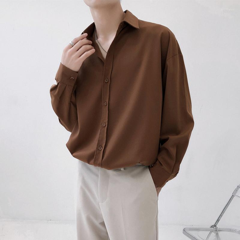 

Men's Dress Shirts Men Long Sleeve Shirt Luxury Tops Sexy Clothing Spring Autumn Casual Single-breasted Office Business Work Green Ice Ilk B, Black