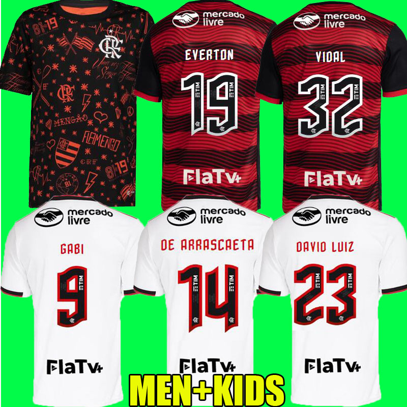 

Flamengo soccer jerseys 2022 2023 fans player version David Luiz DIEGO E.RIBEIRO GABI 22 23 football shirts vidal PEDRO DE ARRASCAETA everton men kids kit pre match, Home
