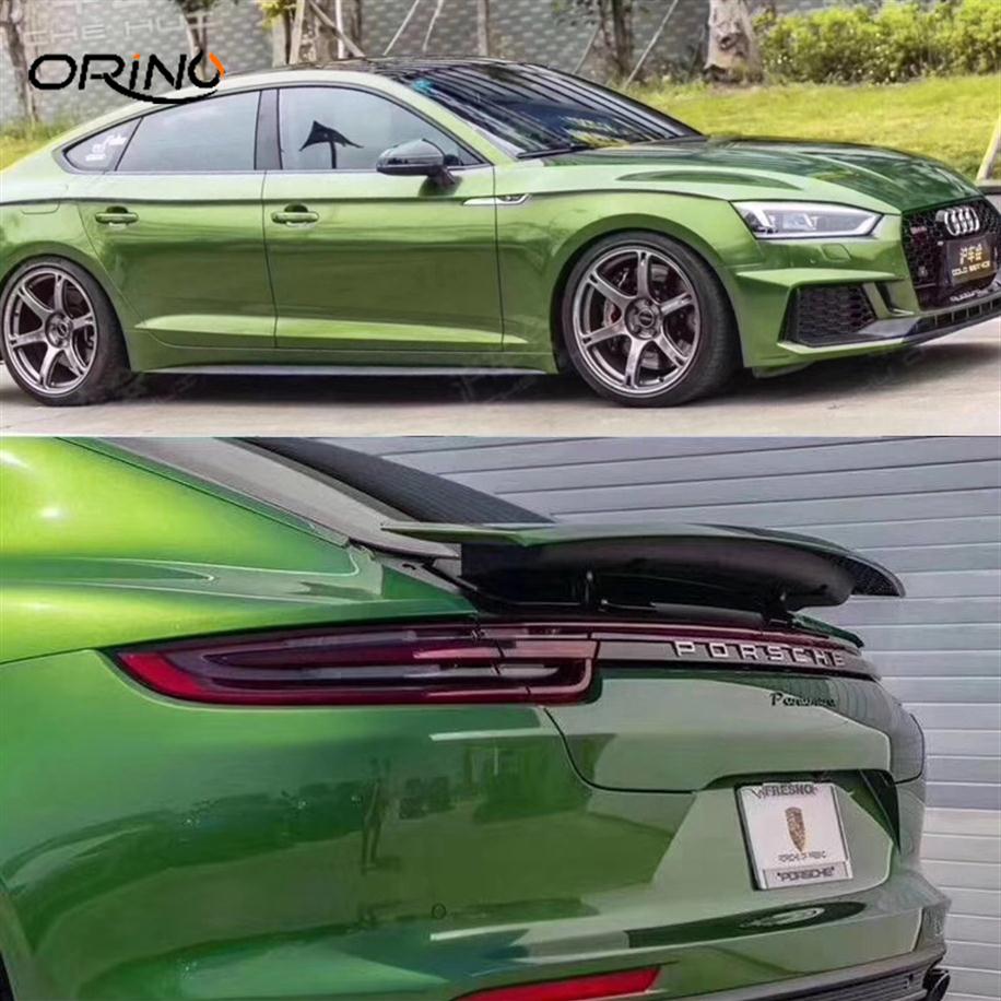 

High Quality Mamba Green Glossy Metallic Vinyl Car Wrap Foil With Air Bubble Gloss Metal Film Car Wrapping 1.52X20M261o