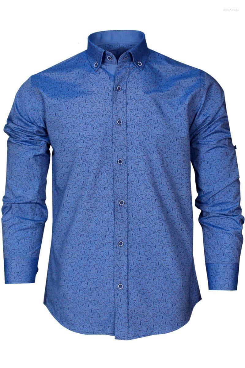 

Men' Dress Shirts Mens Shirt Long Sleeve Printed Slim Fit Men Social Business Blue Brand Clothing Polka Dot Casual Dway22