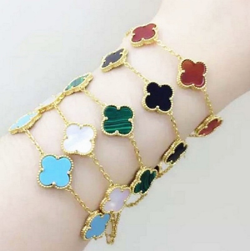 Womens Luxury Designer Chain Bracelet Four-leaf Clover Cleef Bracelets 18K Gold Bracelets
