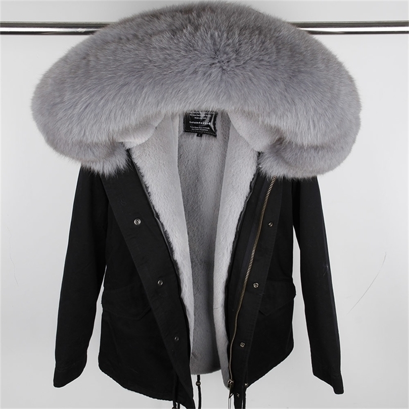 

MAO MAO KONG 100% Real Raccoon Fur Collar winter fur coat Women camouflage black parkas cotton faux fur lining coat jacket 201127, 14