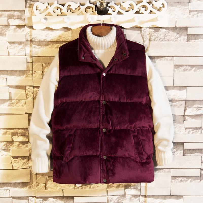 

Men's Vests Men Winter Waistcoat 2022 Male Sleeveless Jacket Stand Collar Warm Velvet Vest Outwear Colete Feminino Plus Size Clothing Phin22, Wine red velvet vest