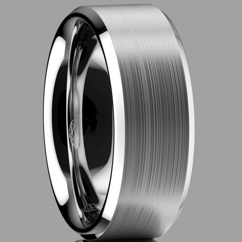 

Wedding Rings 8mm Silver Color Brushed Center Stainless Steel Ring Men's Engagement Band Boyfriend Husband Anniversary GiftWedding