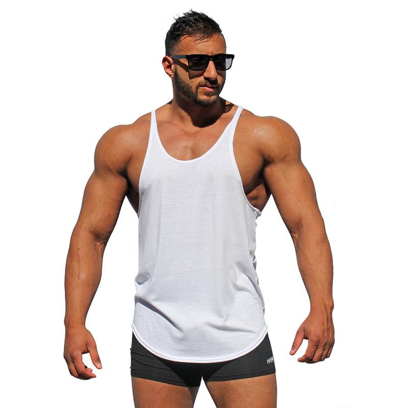 

Men's T-Shirts Bodybuilding Stringer Tank Tops Men Blank Vest Solid Color Gyms Singlets Fitness Undershirt Muscle Sleeveless Shirt, White