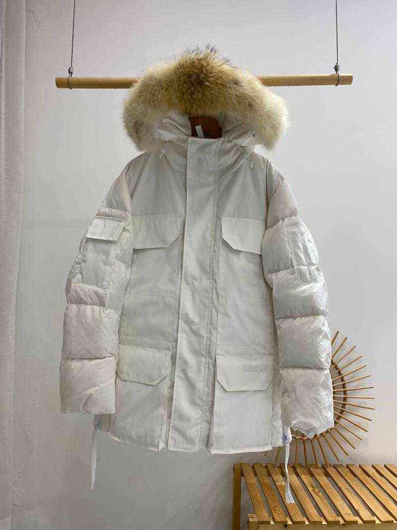 

Parkas Men's Down Top Quality Winter Fashion Mens Womens Real Wolf Hair Jacket Coat Warm Outwear T220809, White