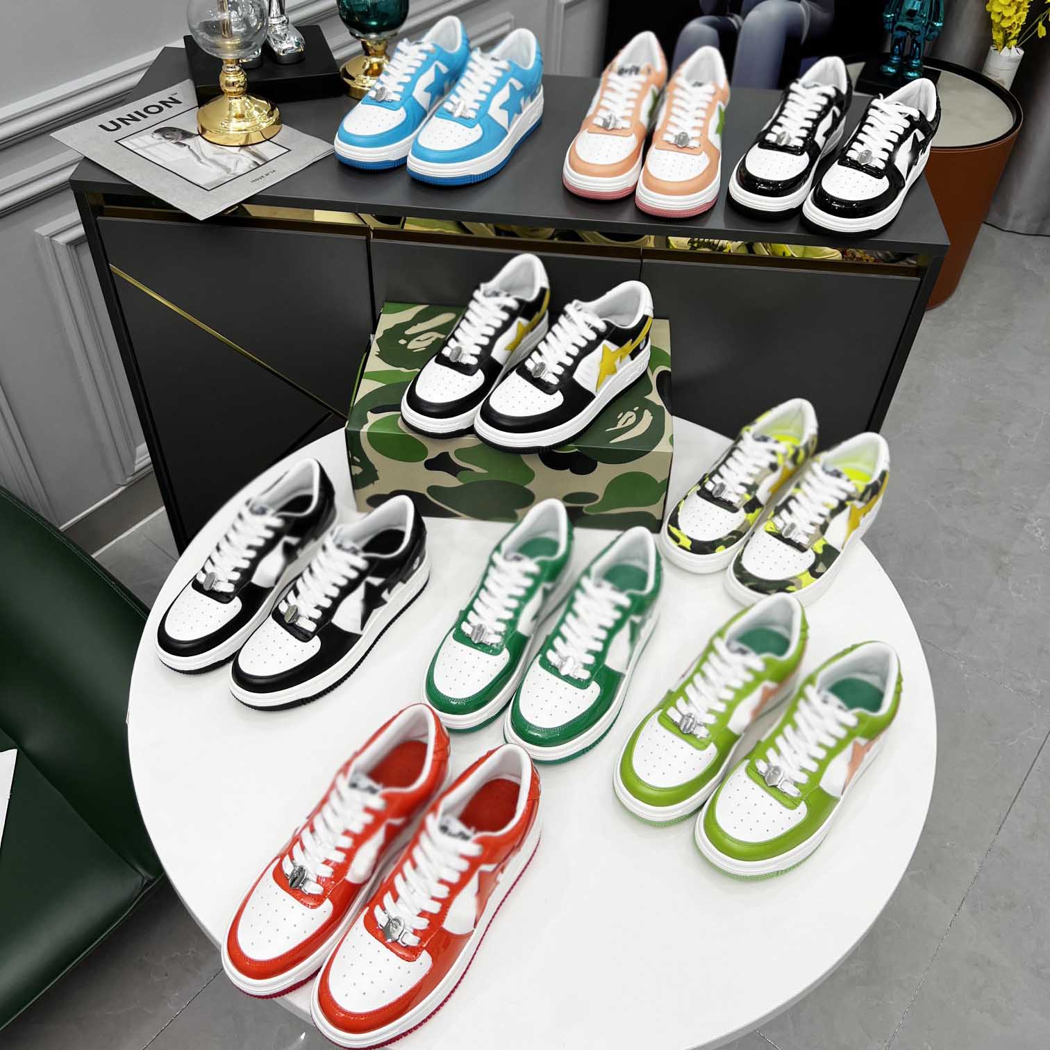 

Classic designer casual shoes SK8 STA ABC Camouflage green black Bapestas star low-cut patent leather soft-soled skateboard shoes for men and women sneakers, Clear