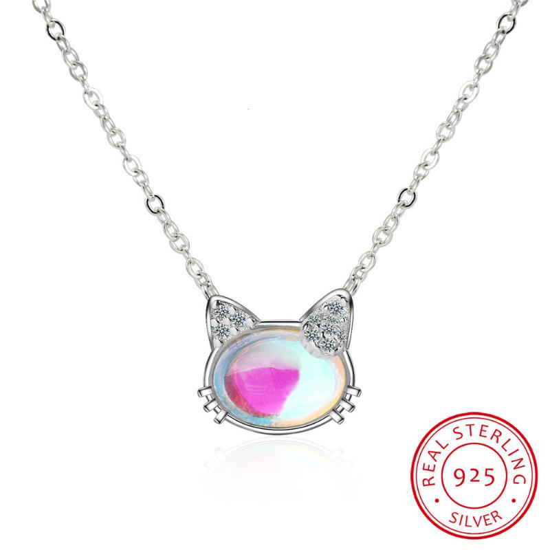 

Other Cat Moonstone Necklaces & Pendants For Women Fashion 925 Sterling Silver Jewelry Clavicular ChainOther