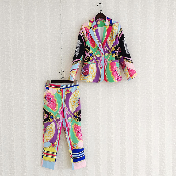 

79 2022 Milan Runay Spring Summer Branmd Same STyle Two Pieces Sets High Quality Long Sleeve Lapel Neck Coat Long pants Womens Clothes yy, Customize