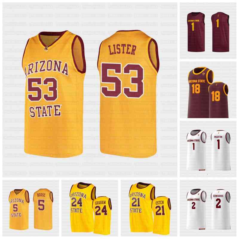 

C202 Arizona State Sun Devils Gold College Basketball Jersey 0 Holland Woods 1 Remy Martin 4 Kimani Lawrence 5 Eddie House Verge Jr. Harden, Yellow1 mens s-3xl