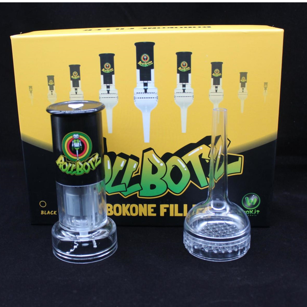 

Smoking herb grinder RollBotz Robokone Filler Bead Tobacco Grinding Mill with Funnel USB Chargeable Black Onyx and cone holder