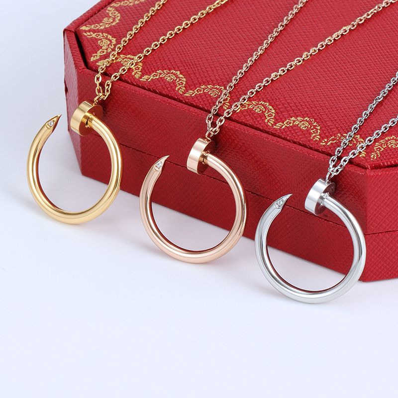 

2022 Love Necklaces womens Jewelry titanium steel single nail necklace European and American fashion street hip hop casual couple Classic gold Silver