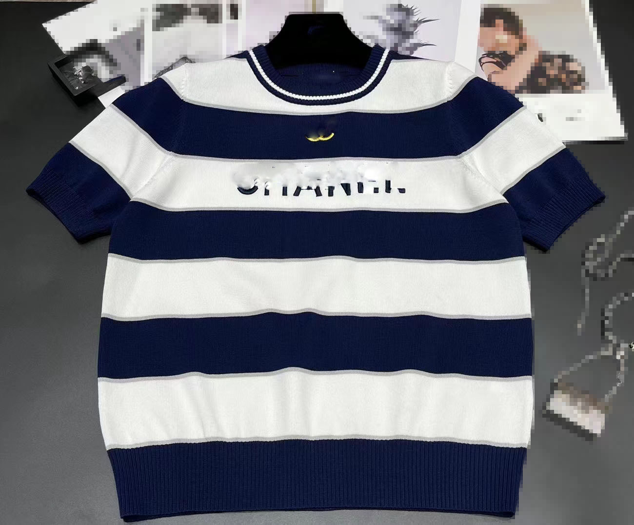 

206 2022 Spring Autumn Brand SAme Style Sweater Short Sleeve Crew Neck Pullover Fashion Womens Clothes High Quality Womens weini, Customize