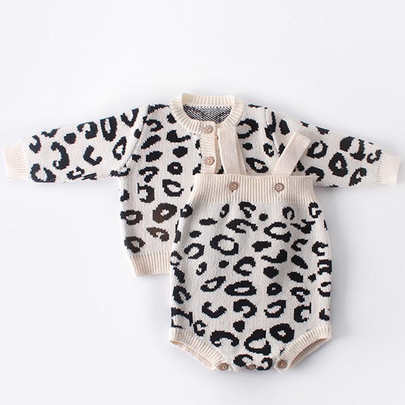 

Jumpsuits Pattern Baby Jumpsuit Girl Spring And Autumn Sweater Leopard Print Jacket Two Piece SuitJumpsuits, 83007 beige