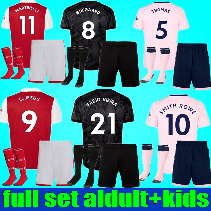 

22 23 SAKA G. JESUS SMITH ROWE soccer jersey 2022 2023 Fabio Vieira full set Gunners MARTINELLI ODEGAARD THOMAS NKETIAH TIERNEY ARSen Men Kids kit socks football shirt, 22-23 home full set