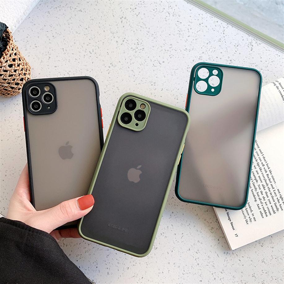 

Camera Protection Bumper iPhone Case For iPhone 13 12 11 Pro Max XR XS X 8 7 6S Plus Matte Translucent Shockproof Back Covers Whol216J, No.4
