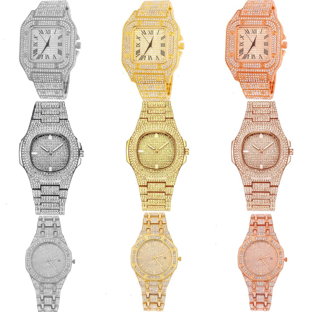 

Iced Out Men Watch Hip Hop Diamond Sparkling Quartz Watches Fashion Classic Arabic Number Waterptoof Clock Dropshipping, Color2