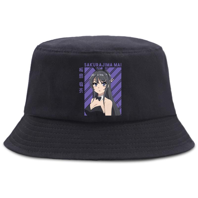 

Berets Sakurajima Mai Girl Women'S Bucket Hat Fedoras Casual Streetwear Men'S Panama Hats Harajuku Beach Sun Summer Unisex CapBerets, Black