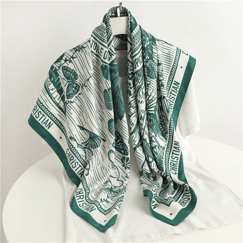 

Twill Square Scarf For Women Design Headband Neckerchief Female Hair Wrap Headscarf Print Shawl Foulard Hijab Bandana 220704