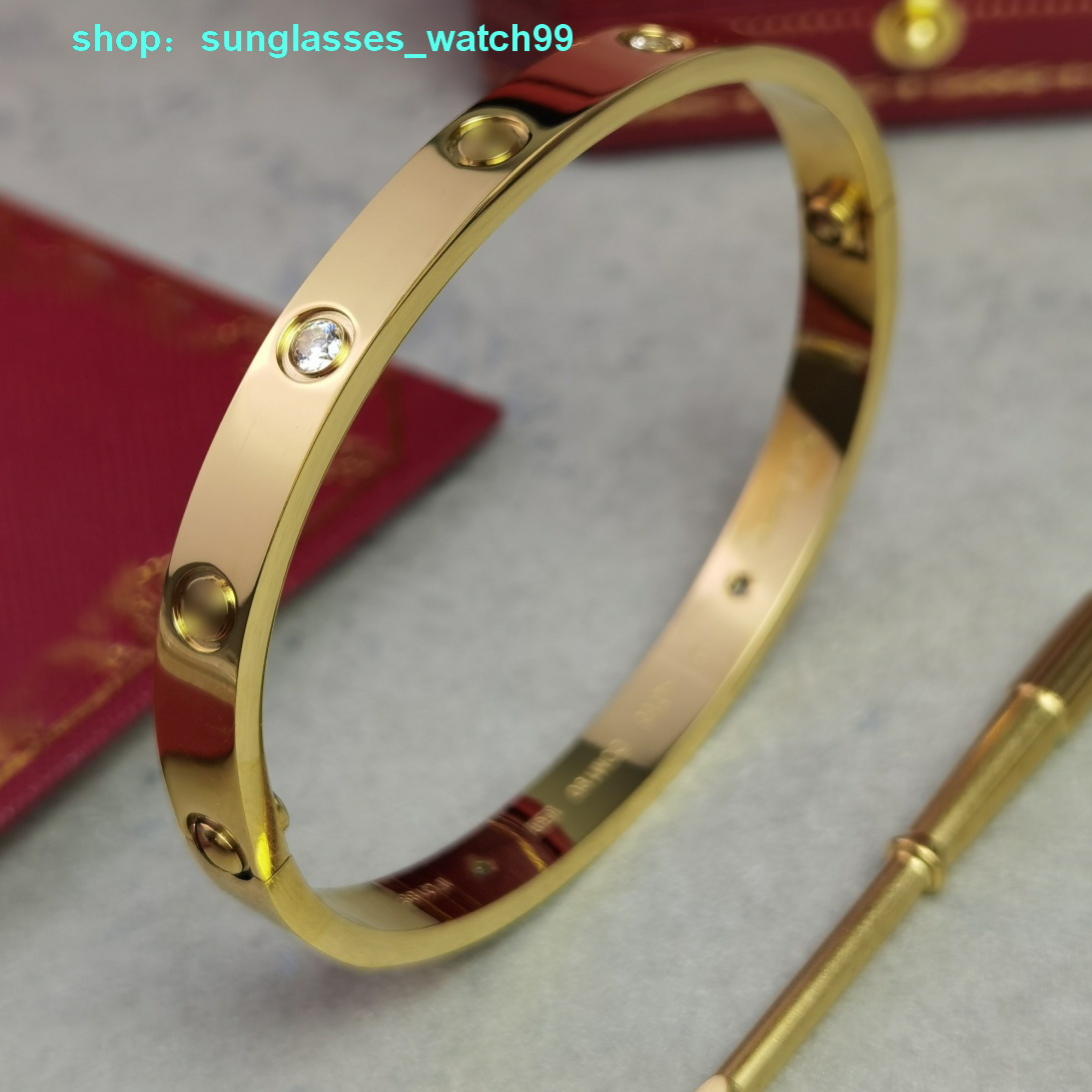 

Love bangle gold diamond real gold 18 K never fade 16-19 size With counter box certificate official replica top quality luxury brand premium gifts couple bracelet