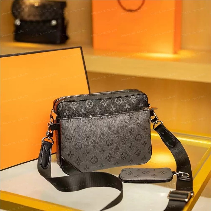 

Fashion 3 PCS SETS Shoulder Bag Wallets Leather Patchwork New Men Women Handbag Cross body Bags Designer Handbags Bags Wallet Phone Purse KS6899, Black