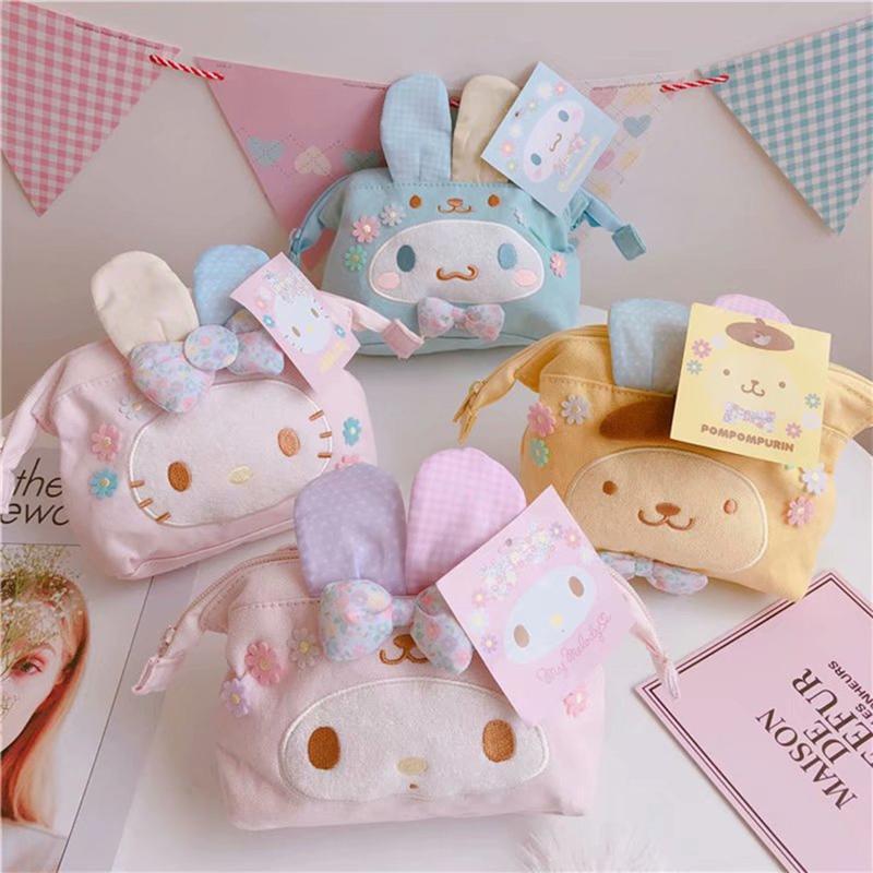 Sacs à cosmétiques étuis sac japonais femmes grande oreille chien Puding Kawaii organisateur de rangement beauté filles mignon maquillage jouet c