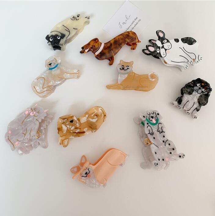 

Acetate Cute Animal Clip Bulldog Dog Cat Hair Claw Clips Hairpin Hairdresser for Women Girl Head Accessories Gifts