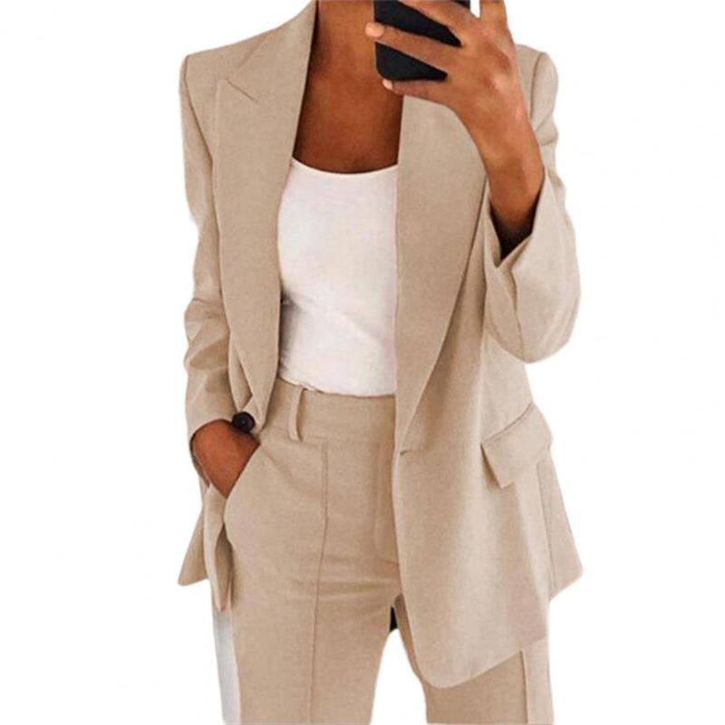 

Women' Suits & Blazers Suit Jacket Solid Color Turndown Collar Women Long Sleeve Buttons Blazer For Dating, Blue