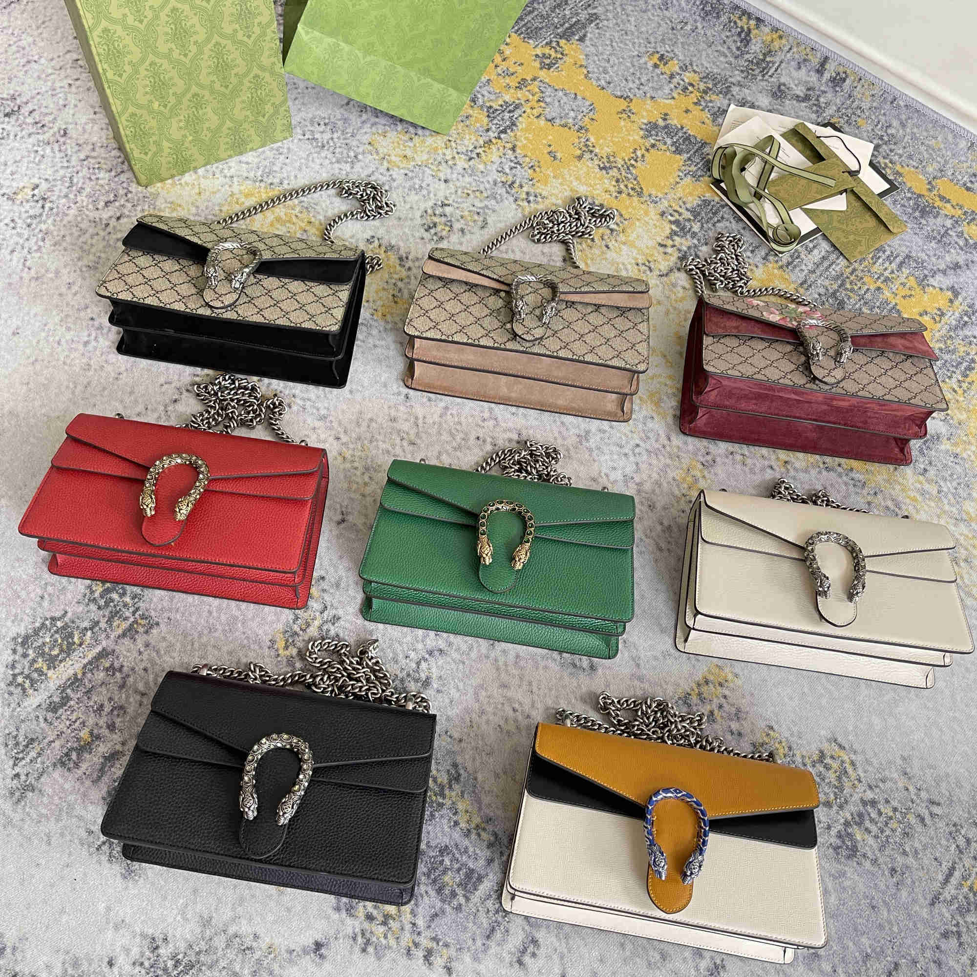 

Fashion Tiger Head Buckle Messenger Bags Canvas Leather Chain One Shoulder Bag Multifunctional Versatile Classic Gift Giving Recommendation, Red