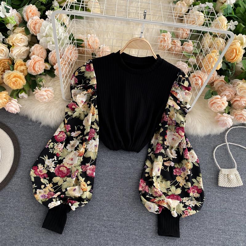 

Fashion Womens Clothing O-neck Blouses Print Tops And, Yellow