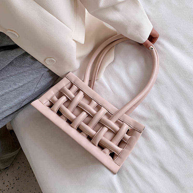 

Shopping Bag Waffle Pu Leather Shoulder Bags For Women Small Armpit Bag Female Candy Color Summer Handbag Lady Travel Bag 220323, White