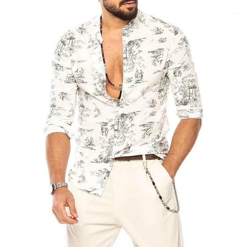 

Men Summer Shirt Beach Style Gold White Printed Hawaiian Shirts Casual Short Sleeve Turn Down Collar Blouses Tops Oversized 3XL Men's, F-01