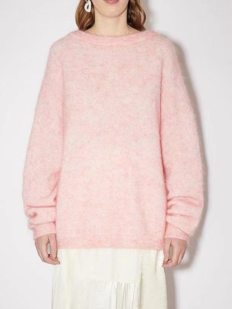 

Women' Sweaters Autumn And Winter Mohair Pullover Loose Top Knitted Sweater Women Round Neck PulloverWomen' Mari22, Black