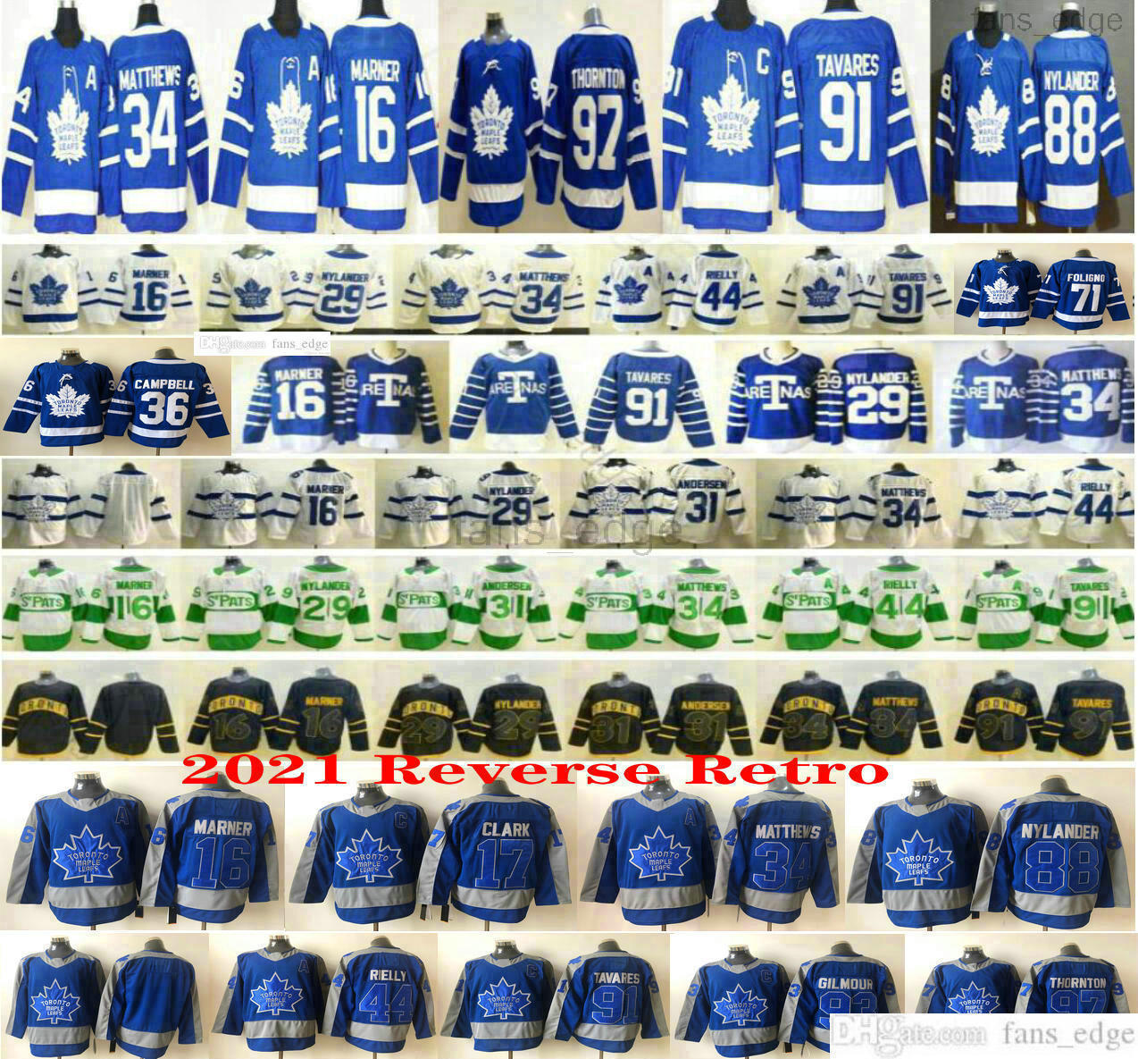 

Reverse Retro Toronto Maple Leafs''Nhl''Jerseys Auston Matthews Mitchell Marner Tavares Nylander Frederik Andersen Nick Foligno Jack Campbell, Black men size