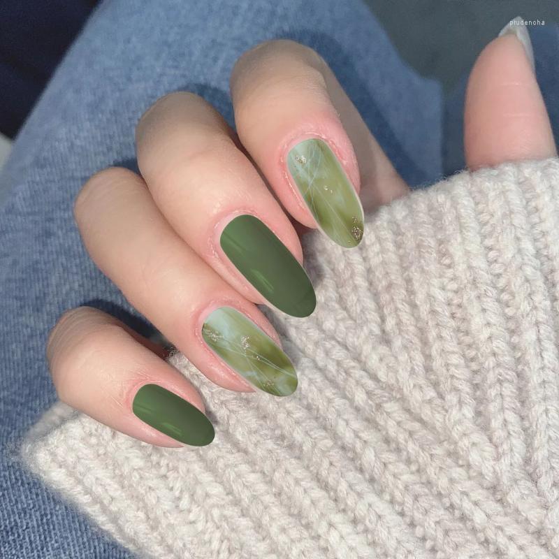 

False Nails 24 PCS/Set Fake Mixed Size Press On Detachable Full Cover Art Nail Decoration Manicures Tool Fashion Prud22, Green