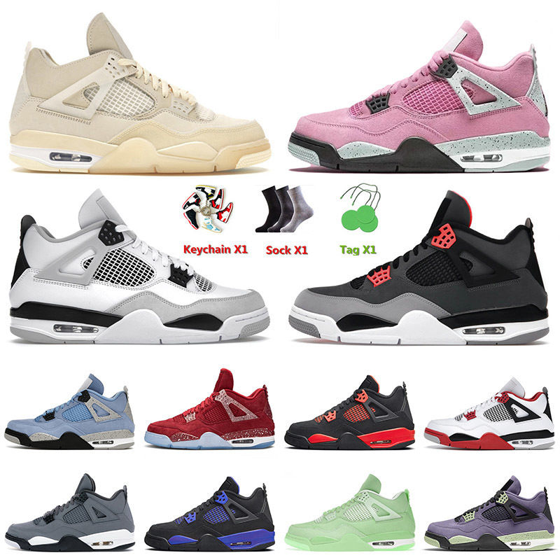 

2022 Top Quality Sb Jumpman 4s Iv Mens Basketball Shoes Off Sail University Pink Military Black Cat Infrared White Oreo 4 Retro Sports, B47 sail pink 36-40
