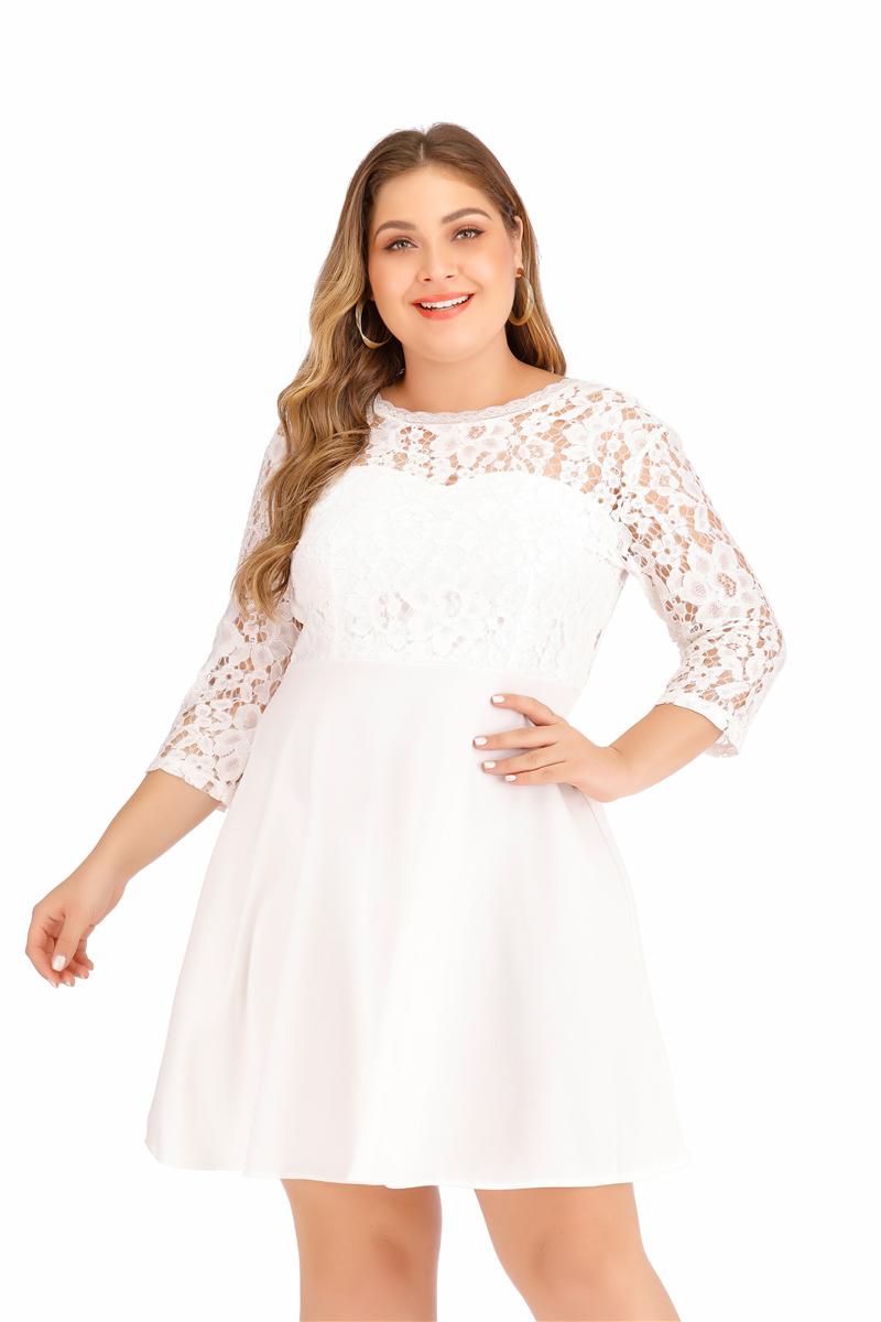 

Plus Size Dresses Dress Long Sleeve Lace Sexy Deep V Backless Women O Neck Office Lady Night Party Large DressPlus, Black