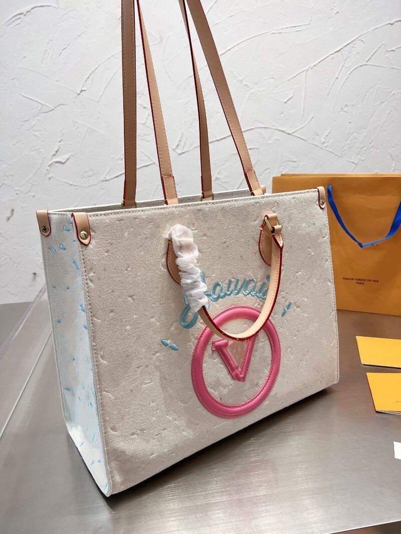 

Designers Onthego Large Capacity old flower Totes bag Fashion canvas Embroidery letter graffiti Shoulder Bags Woman Handbag Handle Lady Shopping Bag, Pink