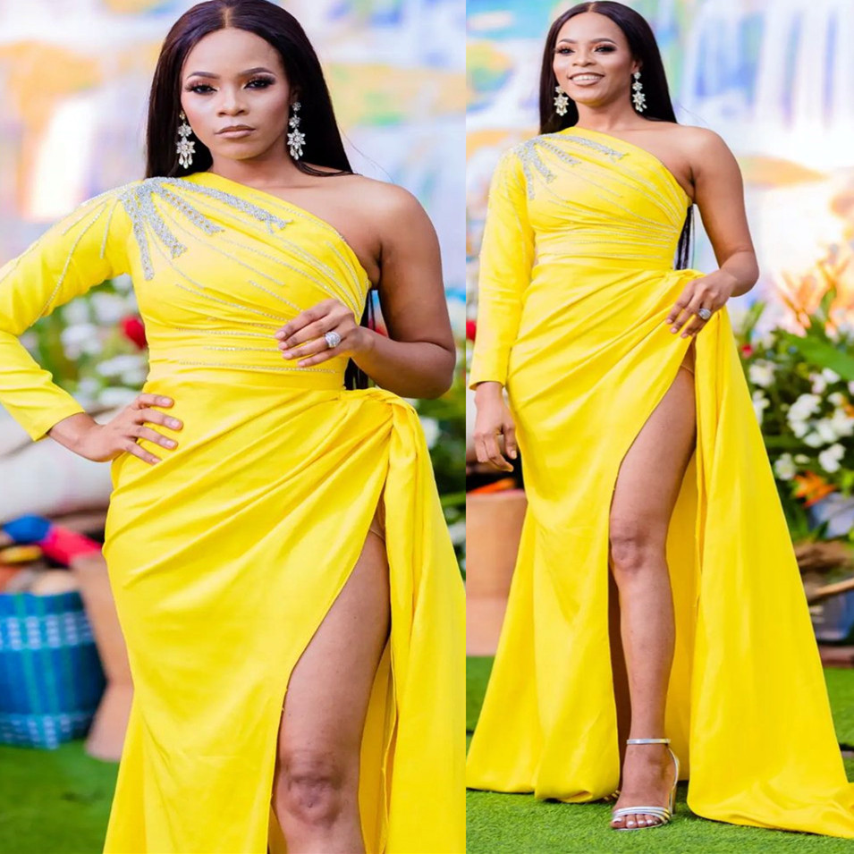 

2022 Plus Size Arabic Aso Ebi Yellow Mermaid Sexy Prom Dresses Beaded Crystals Evening Formal Party Second Reception Birthday Engagement Gowns Dress ZJ770, Light purple