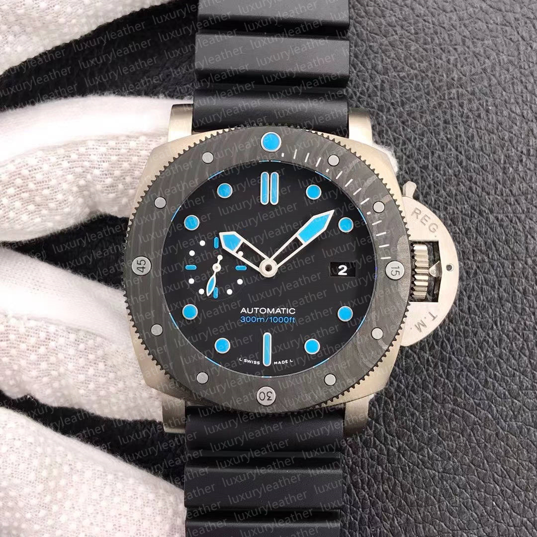 

High quality VS factory Men's watch Cal.P.9010 automatic machine movement 47MM Carbon fiber rotating bezel Rubber strap Titanium case, As shown