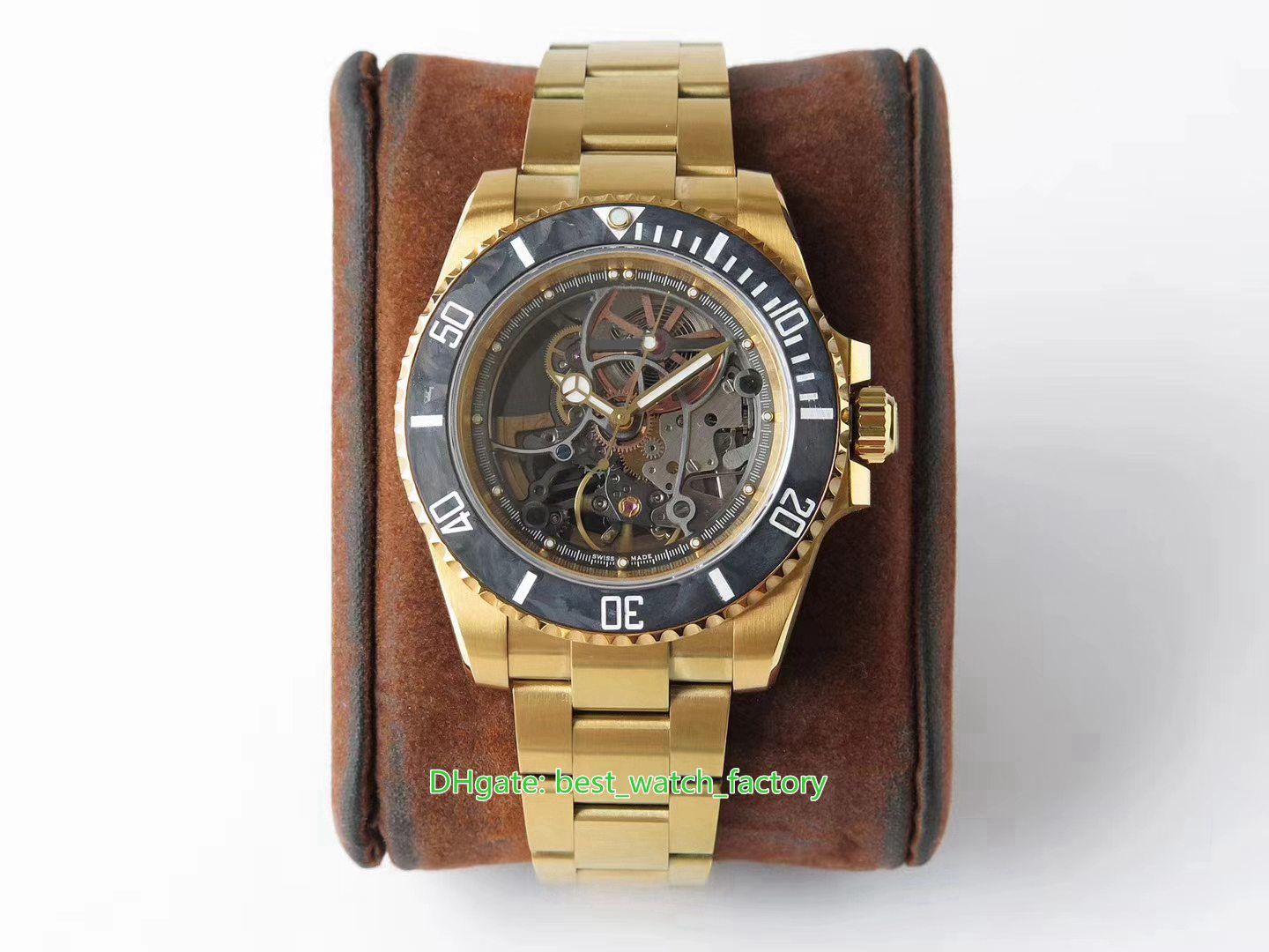 

2 Color Super Quality Watches 40mm 116610 Andrea Pirlo Skeleton Carbon Fiber Bezel 18k Gold CAL.3130 Movemen Mechanical Automatic Mens Watch Men's Wristwatches, Travel bag