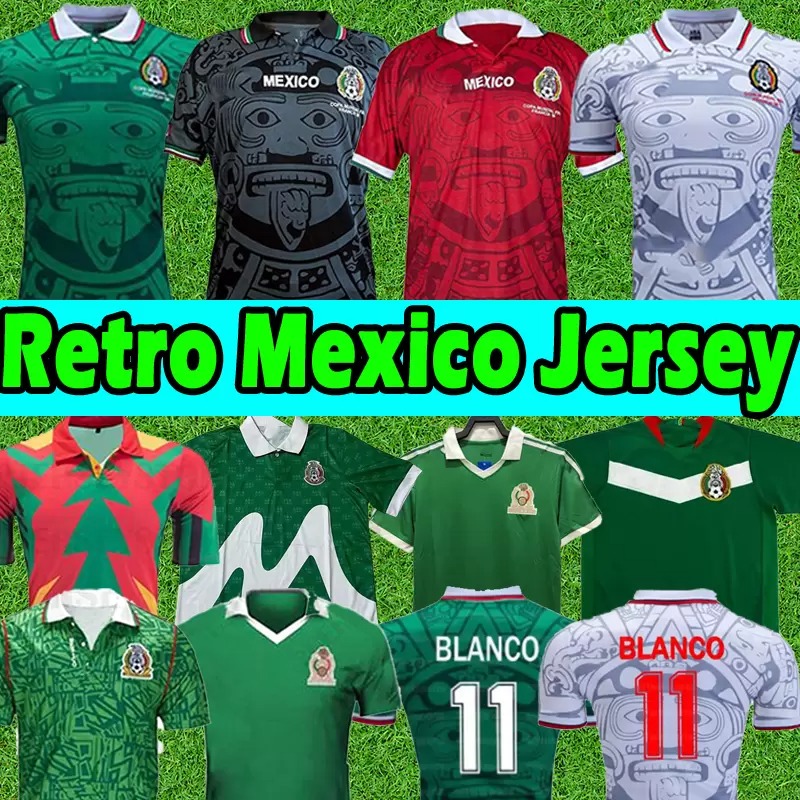

MEXICO RETRO soccer jerseys 1986 1998 BLANCO Hernandez Campos uniforms 1994 1995 1996 2006 JORGE goalkeeper Classic vintage Football Jersey shirt top, 1998 away
