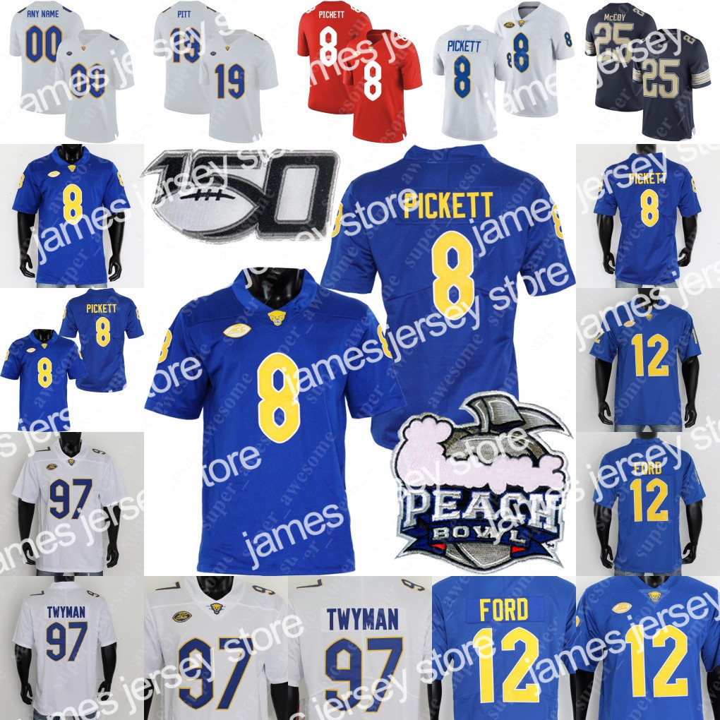 

2022 NCAA Peach Bowl Pitt Football Jersey 9 Kedon Slovis Kenny Pickett Israel Abanikanda Calijah Kancey Deslin Alexandre Carter Warren SirVocea, White-peach bowl