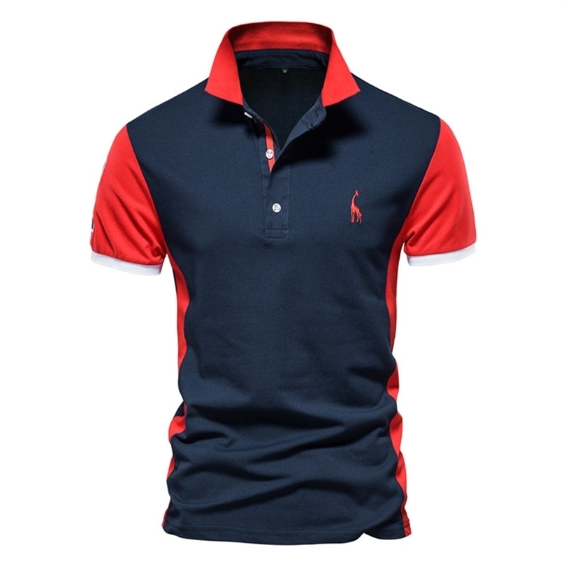 

Summer Cotton POLO Shirt Men Giraffe Brand Embroidery Polo High Quality Short Sleeve England Style s Polos 220517, Pl38-navy