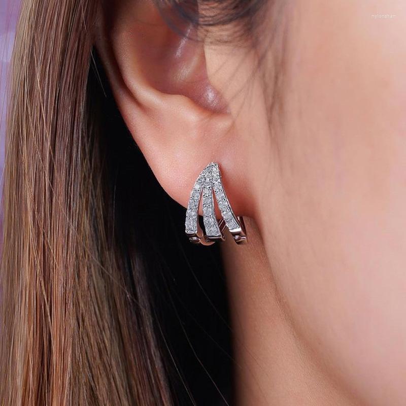 

Hoop Earrings & Huggie Ne'w Geometric For Women Silver Color With Dazzling CZ Fashion Versatile Girls Party Daily Wear JewelryHoop