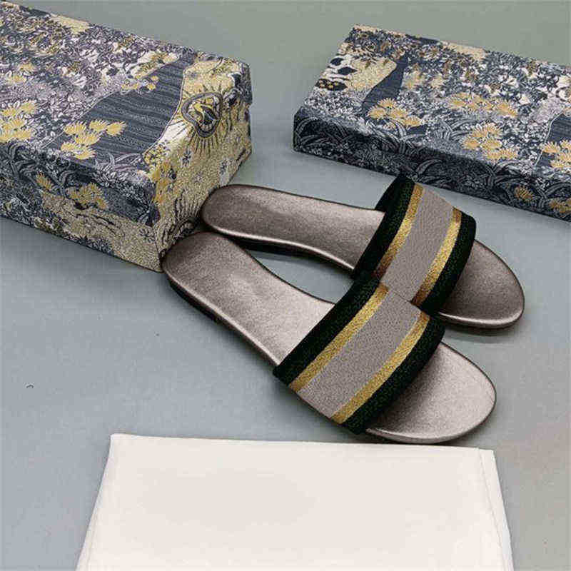 

Sandal Luxury Designer Fashion Brand Collection 2022 Flat Summer Slipper Woman Designer Leather Sandals Women d Knitting Embroidery Sliders