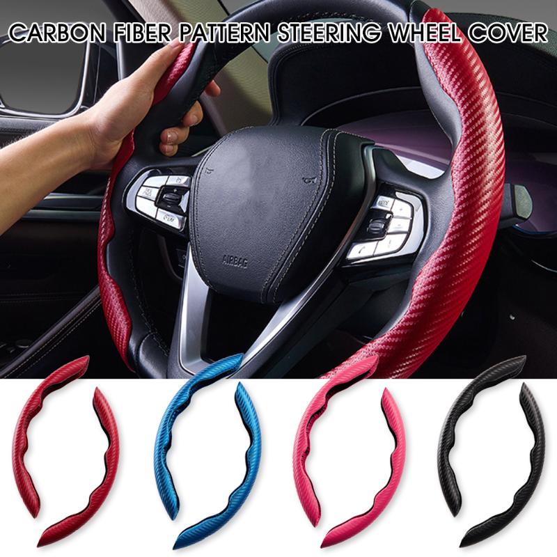 

Steering Wheel Covers 1Pair Red Carbon Fiber Look Universal Car Cover Non-Slip Auto Interior Decoration Modification Accessorie