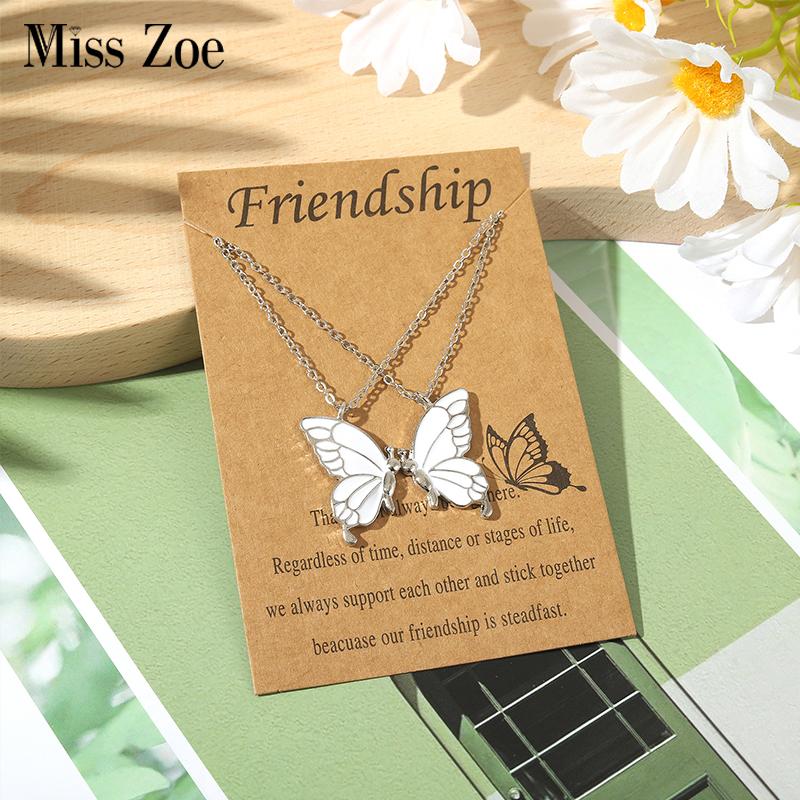

Pendant Necklaces 2pcs/set Customized Gold Silver Hollowed Butterfly Chain For Women Men Metal Wholesale Jewelry Gift FriendPendant